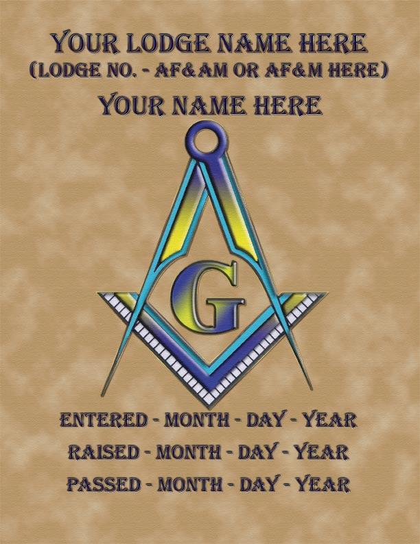 Personal Masonic History, Suitable for Framing (8x10)